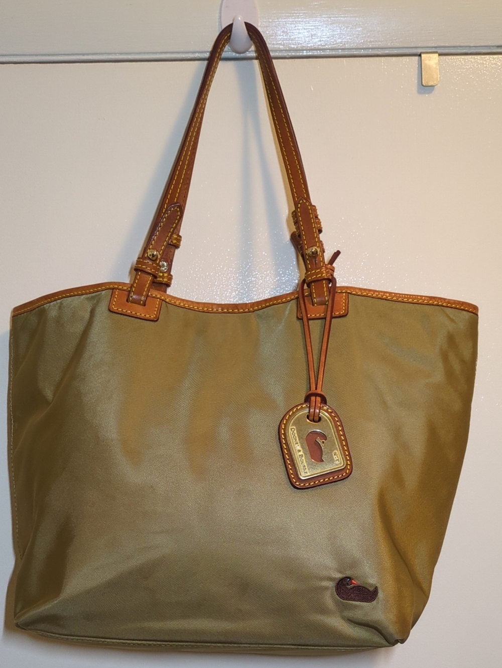 Dooney & Bourke Olive Green Tote with Brown Trim NOW ONLY $50 WOW